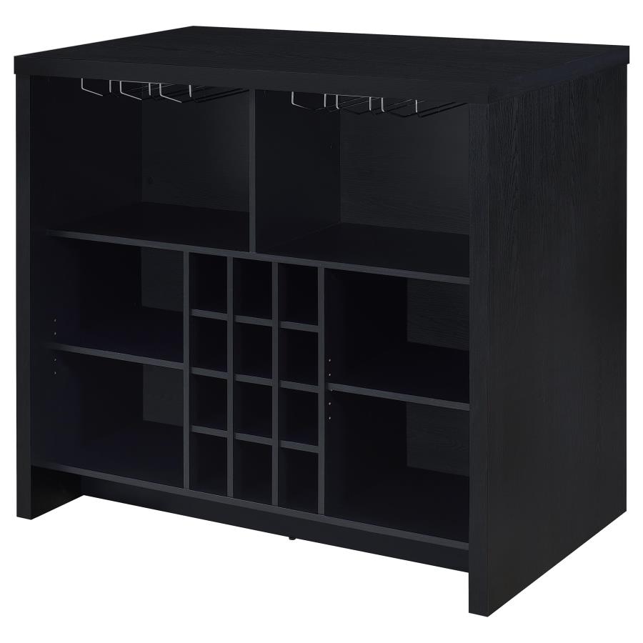 Topanga Engineered Wood Freestanding Home Bar Black view 8