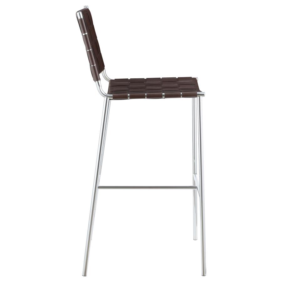 Adelaide Upholstered Pub Height Bar Stool Brown and Chrome view 8