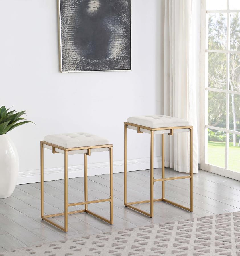 Nadia Upholstered Backless Bar Stool Beige (Set of 2) view 12