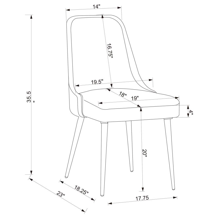 Cabianca Upholstered Dining Side Chair Grey (Set of 2) view 11