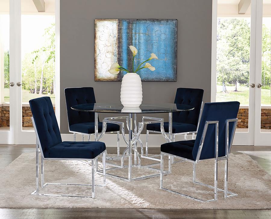 Cisco Velvet Upholstered Dining Side Chair Chrome (Set of 2) view 11