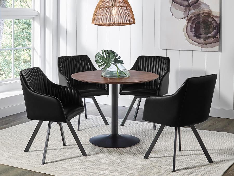 Arika Leatherette Upholstered Swivel Dining Arm Chair Black view 8