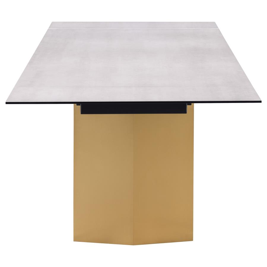 Vesa 97-inch Glass Top Extension Dining Table Beige view 8