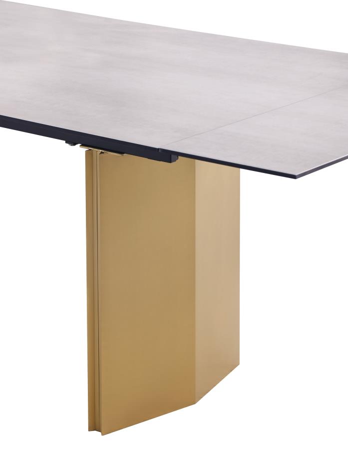 Vesa 97-inch Glass Top Extension Dining Table Beige view 9