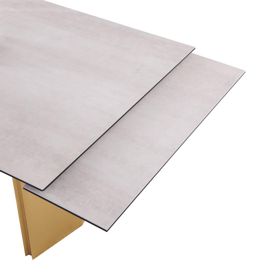 Vesa 97-inch Glass Top Extension Dining Table Beige view 10