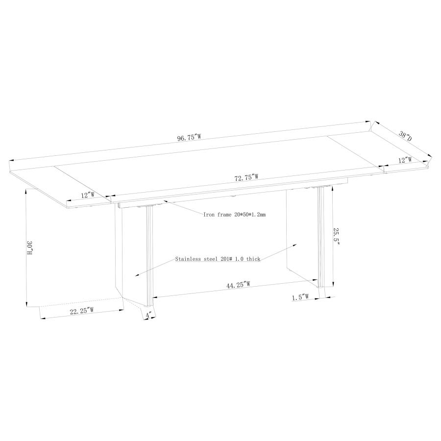 Vesa 97-inch Glass Top Extension Dining Table Beige view 16