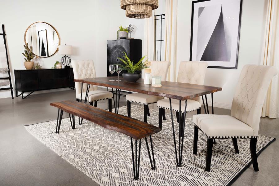 Neve 80-inch Live Edge Dining Table Grey Sheesham view 8