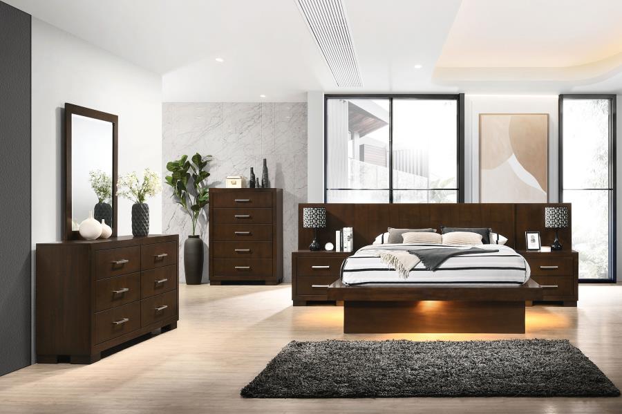 Jessica Wood Eastern King LED Panel Bed Cappuccino view 8