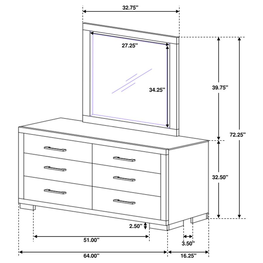 Jessica 6-drawer Dresser with Mirror Cappuccino view 8