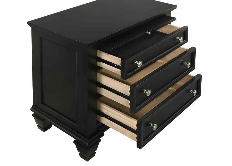 Sandy Beach 3-drawer Nightstand Black view 11