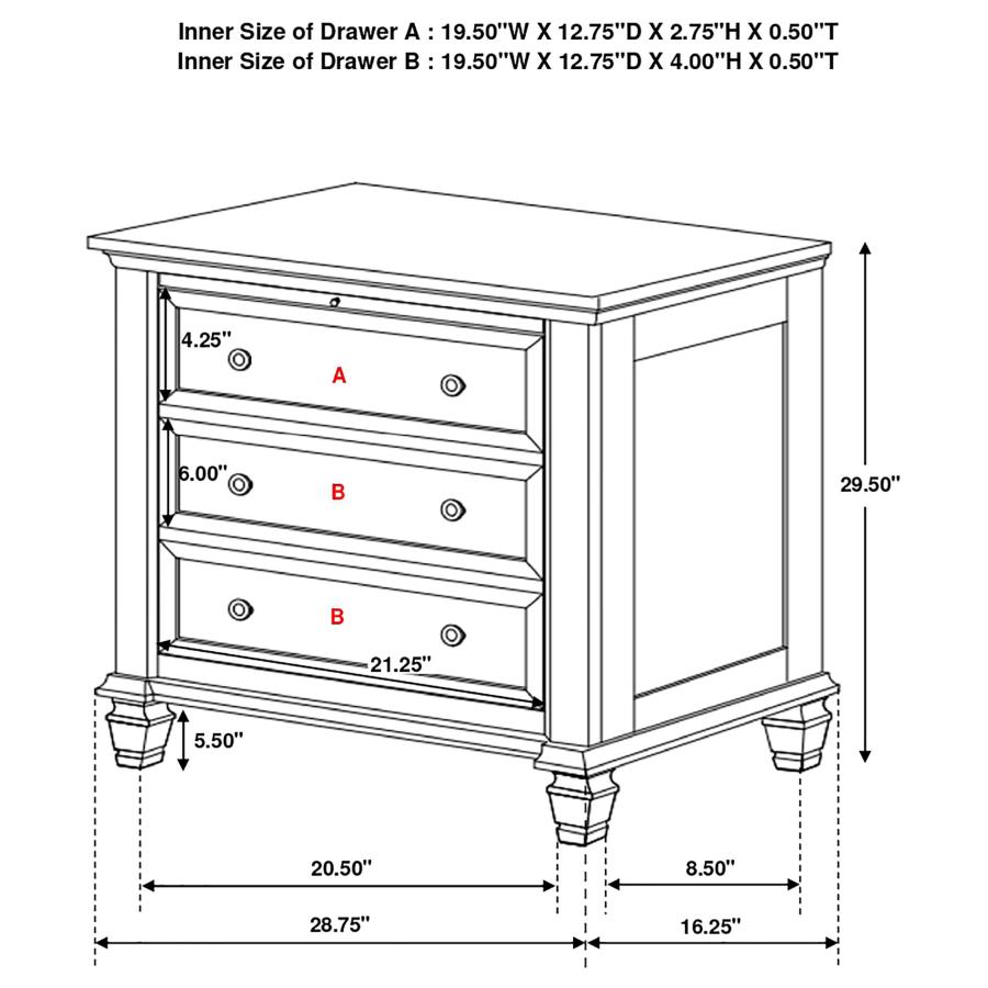 Sandy Beach 3-drawer Nightstand Black view 12