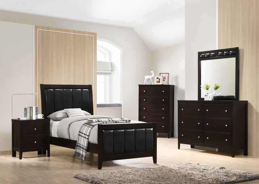 Carlton Wood Twin Panel Bed Cappuccino view 11
