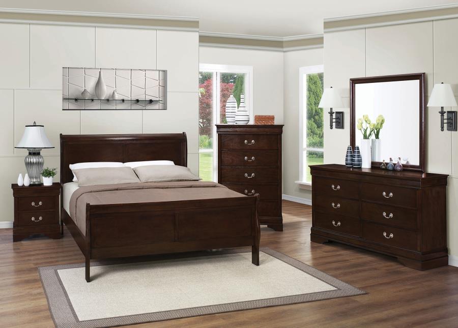 Louis Philippe Wood Eastern King Sleigh Bed Cappuccino view 9