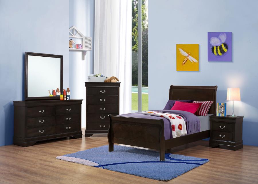 Louis Philippe Wood Twin Sleigh Bed Cappuccino view 9