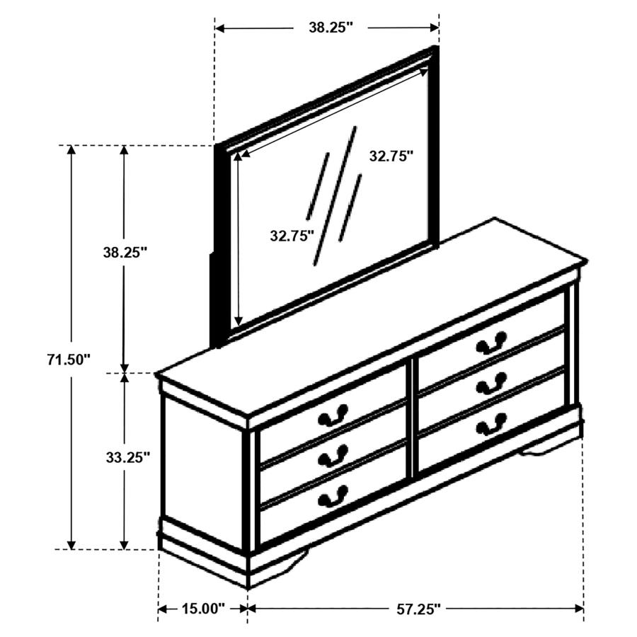 Louis Philippe 6-drawer Dresser with Mirror Cappuccino view 11
