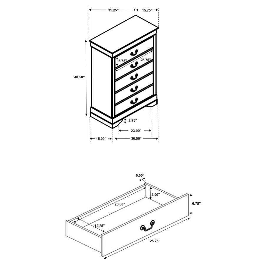 Louis Philippe 5-drawer Bedroom Chest Cappuccino view 11