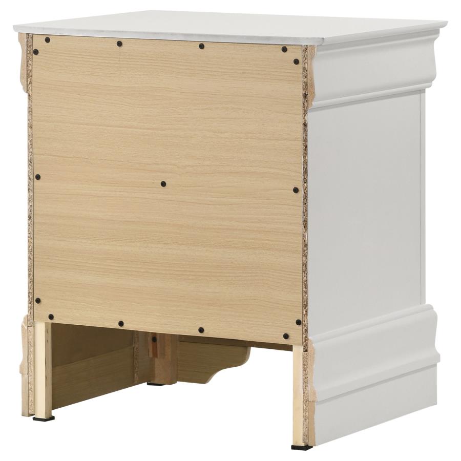 Louis Philippe 2-drawer Nightstand Bedside Table White view 8