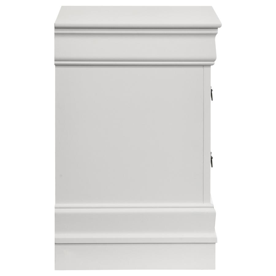 Louis Philippe 2-drawer Nightstand Bedside Table White view 9
