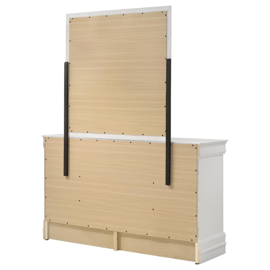 Louis Philippe 6-drawer Dresser and Mirror White view 8
