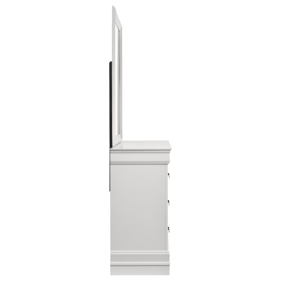 Louis Philippe 6-drawer Dresser and Mirror White view 9
