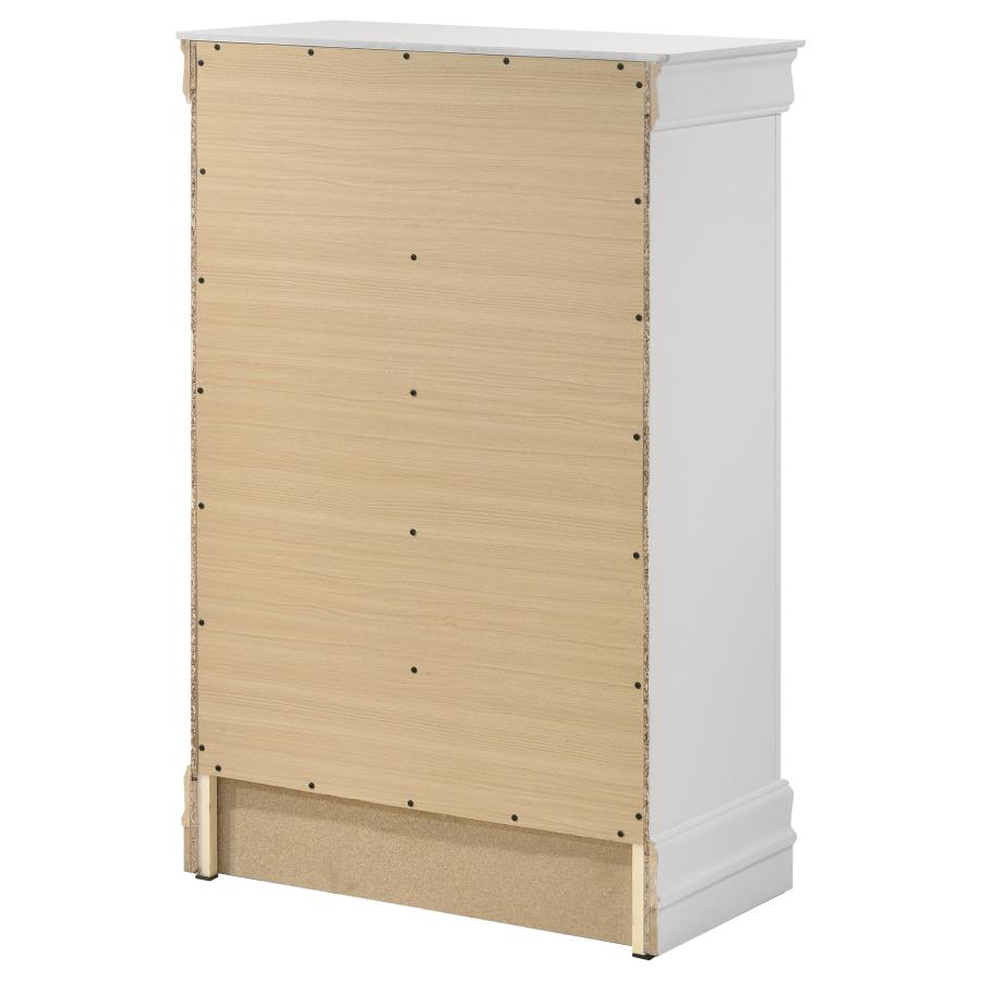 Louis Philippe 5-drawer Bedroom Chest White view 8