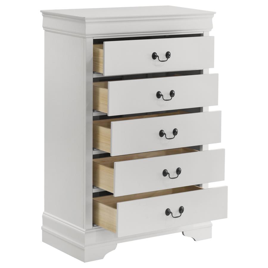 Louis Philippe 5-drawer Bedroom Chest White view 10