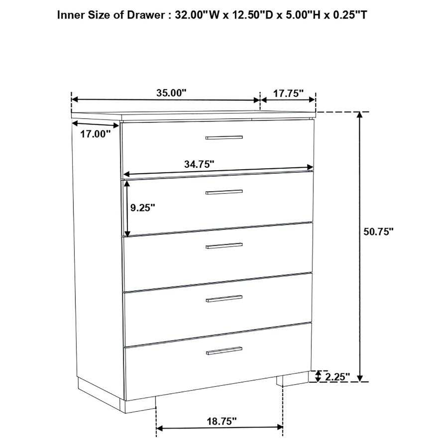 Felicity 5-piece Queen Bedroom Set White High Gloss view 20