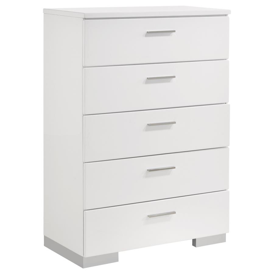Felicity 5-piece Queen Bedroom Set White High Gloss view 12