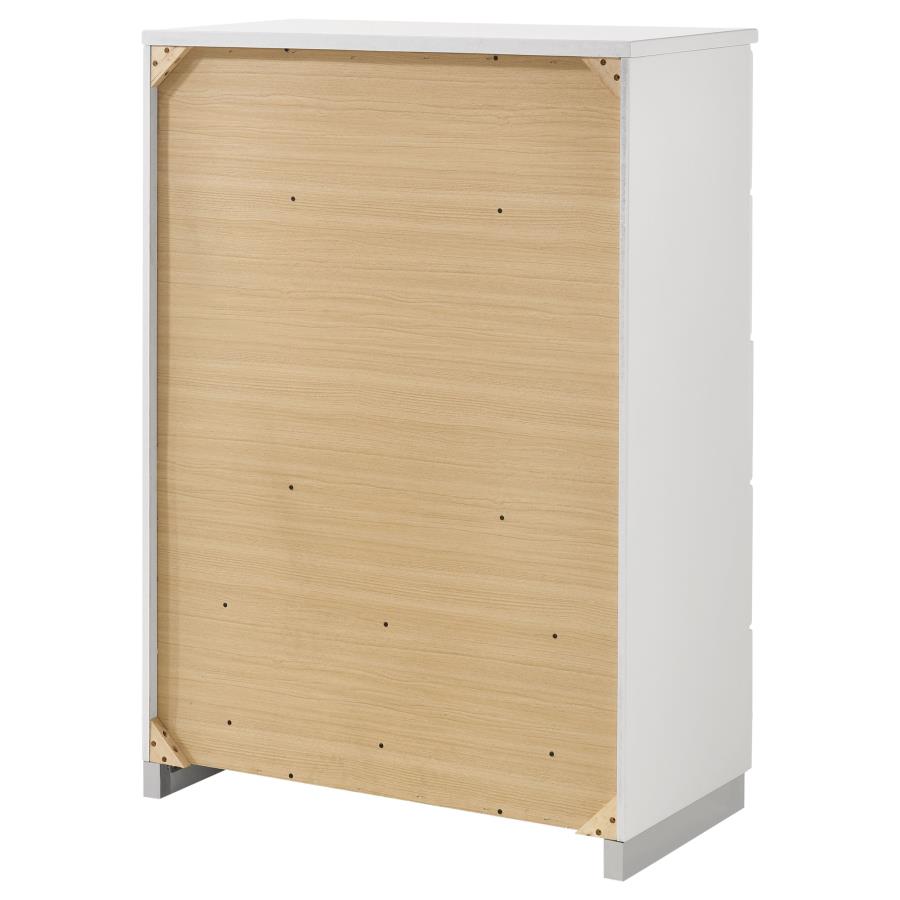 Felicity 5-drawer Bedroom Chest White High Gloss view 8