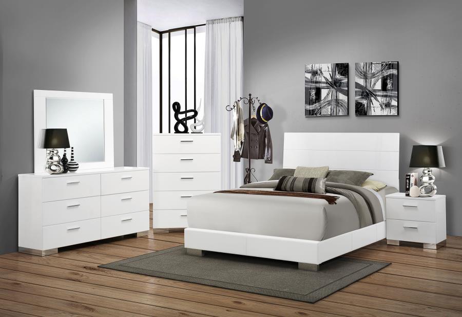 Felicity 5-drawer Bedroom Chest White High Gloss view 14