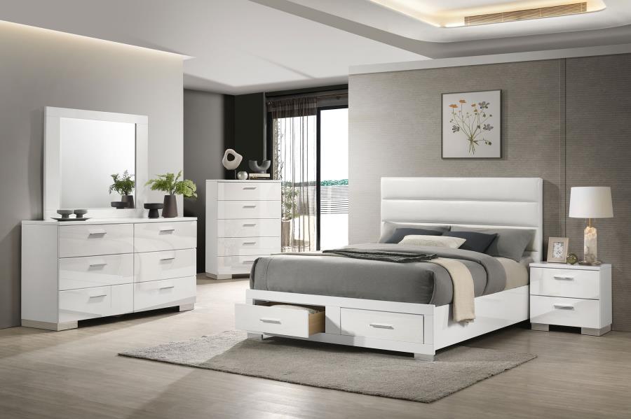 Felicity Eastern King Storage Bed White High Gloss view 10