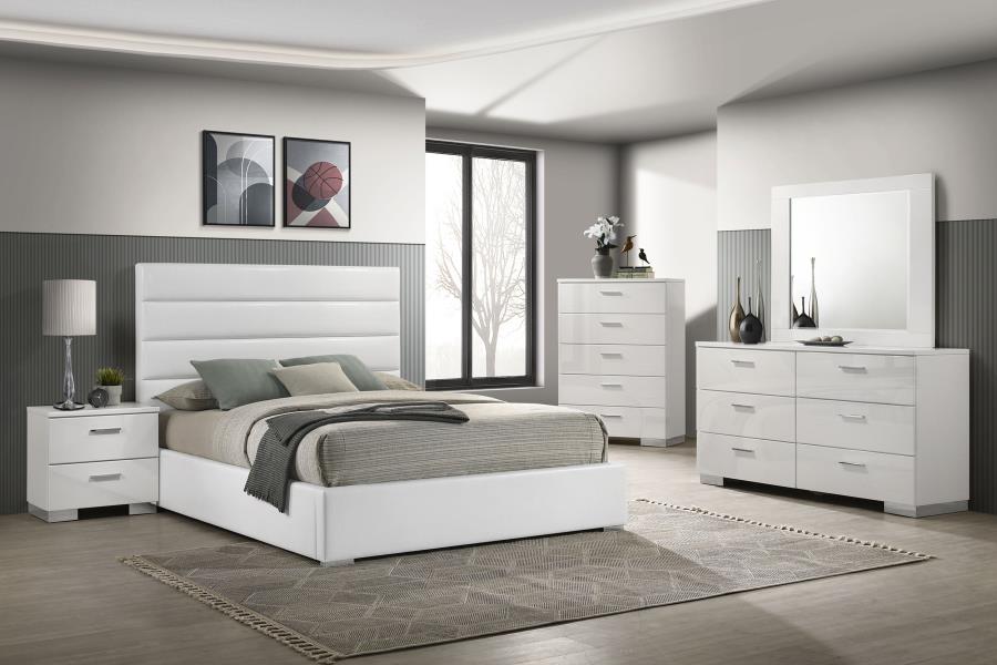 Felicity 53-inch Upholstered Queen Platform Bed White view 10