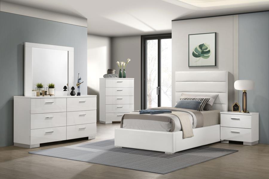Felicity 53-inch Upholstered Twin Platform Bed White view 10