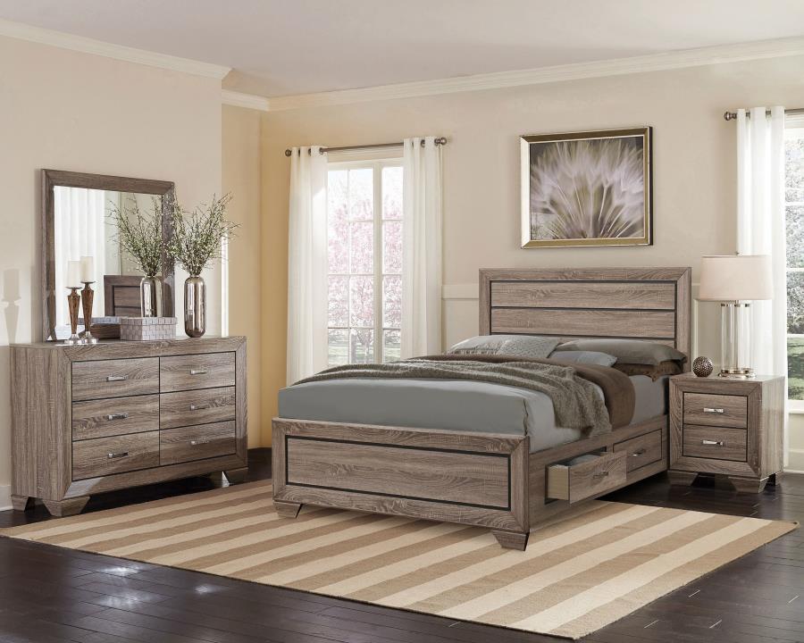 Kauffman Wood Eastern King Storage Panel Bed Washed Taupe view 14