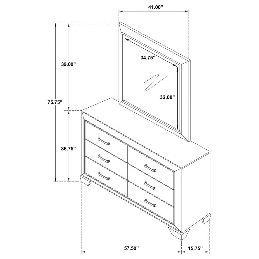 Kauffman 6-drawer Dresser with Mirror Washed Taupe view 10