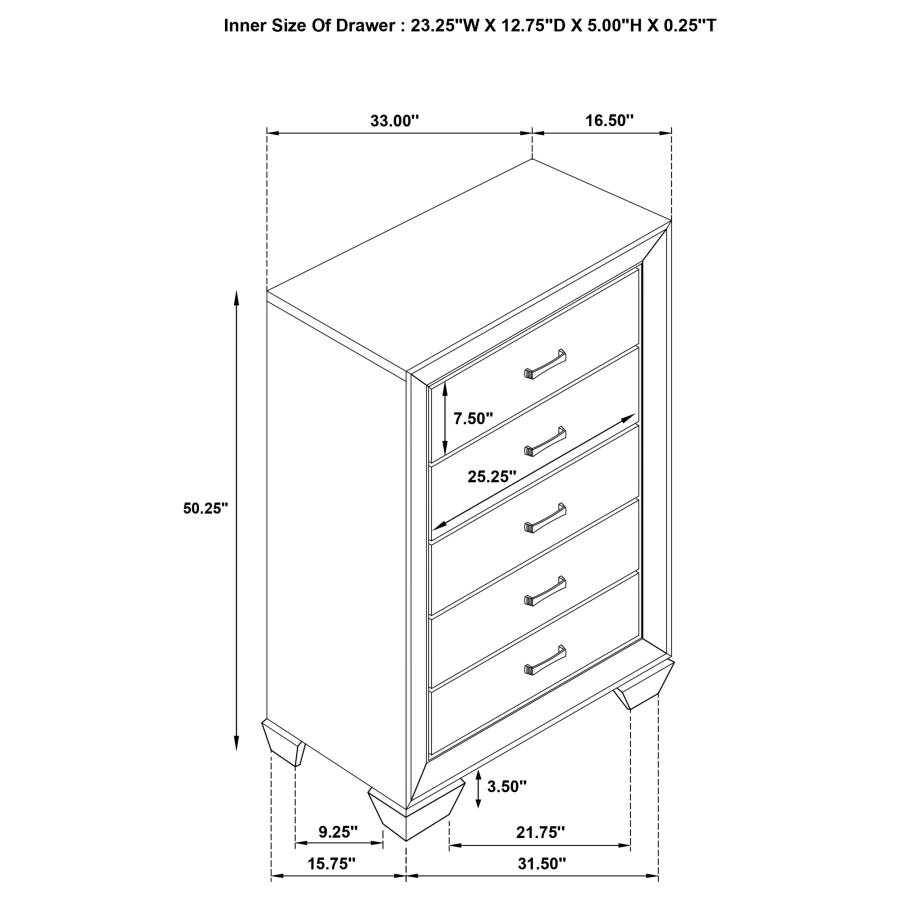 Kauffman 5-drawer Bedroom Chest Washed Taupe view 10