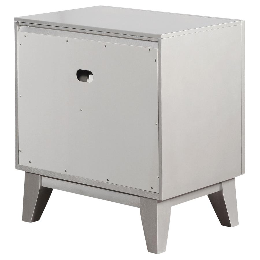Leighton 2-drawer Nightstand Metallic Mercury view 8