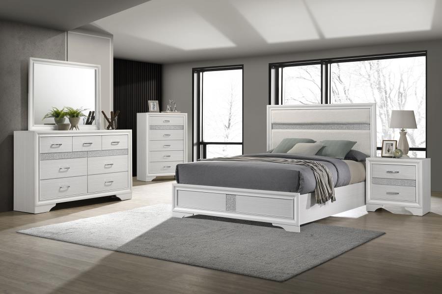 Miranda 54-inch Upholstered California King Panel Bed White view 12