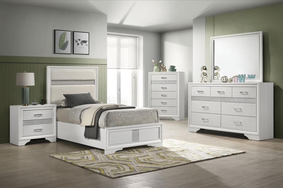Miranda 54-inch Upholstered Twin Panel Bed White view 10