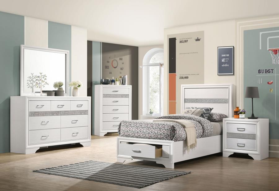 Miranda 51-inch Wood Twin Storage Panel Bed White view 12