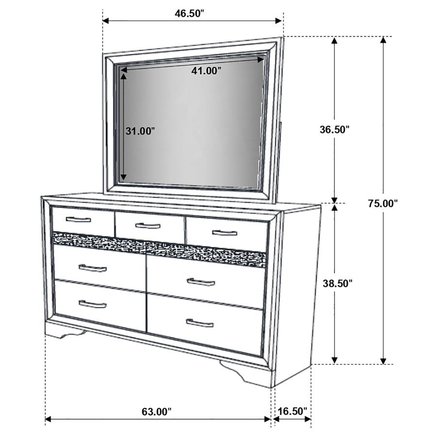 Miranda 7-drawer Dresser with Mirror White view 12