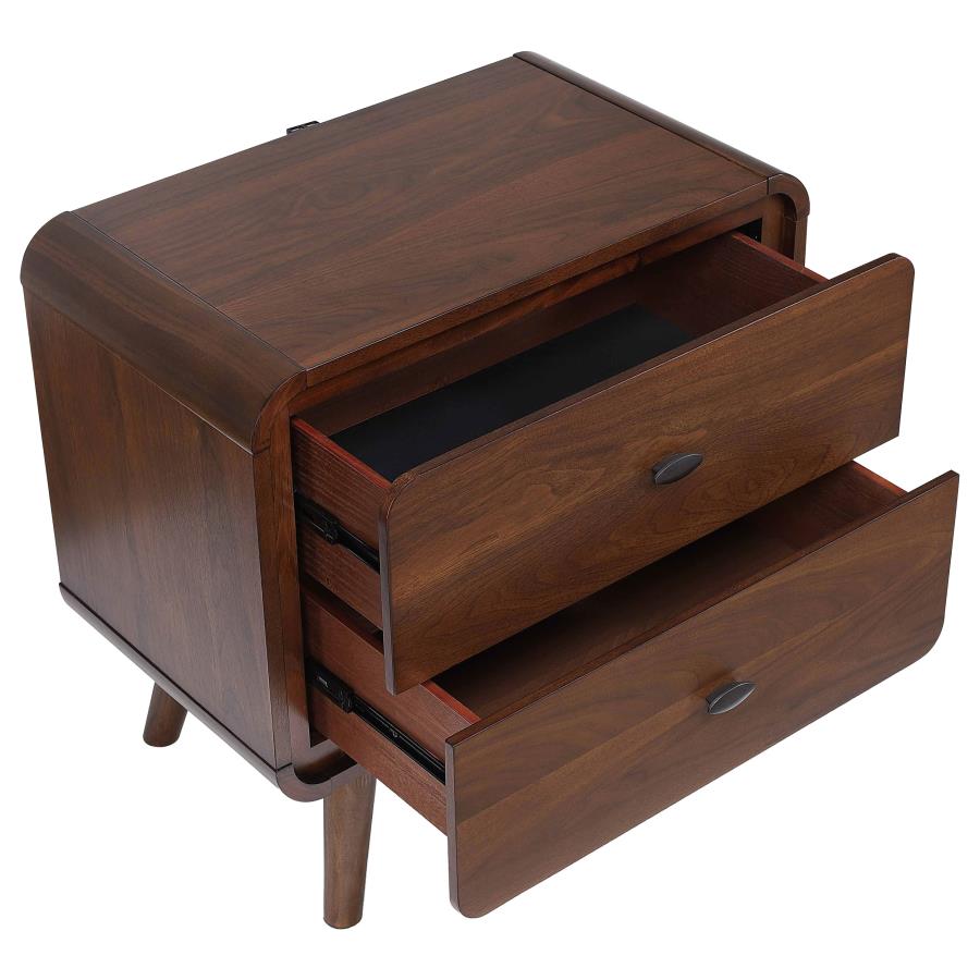 Robyn 2-drawer Nightstand Bedside Table Dark Walnut view 10