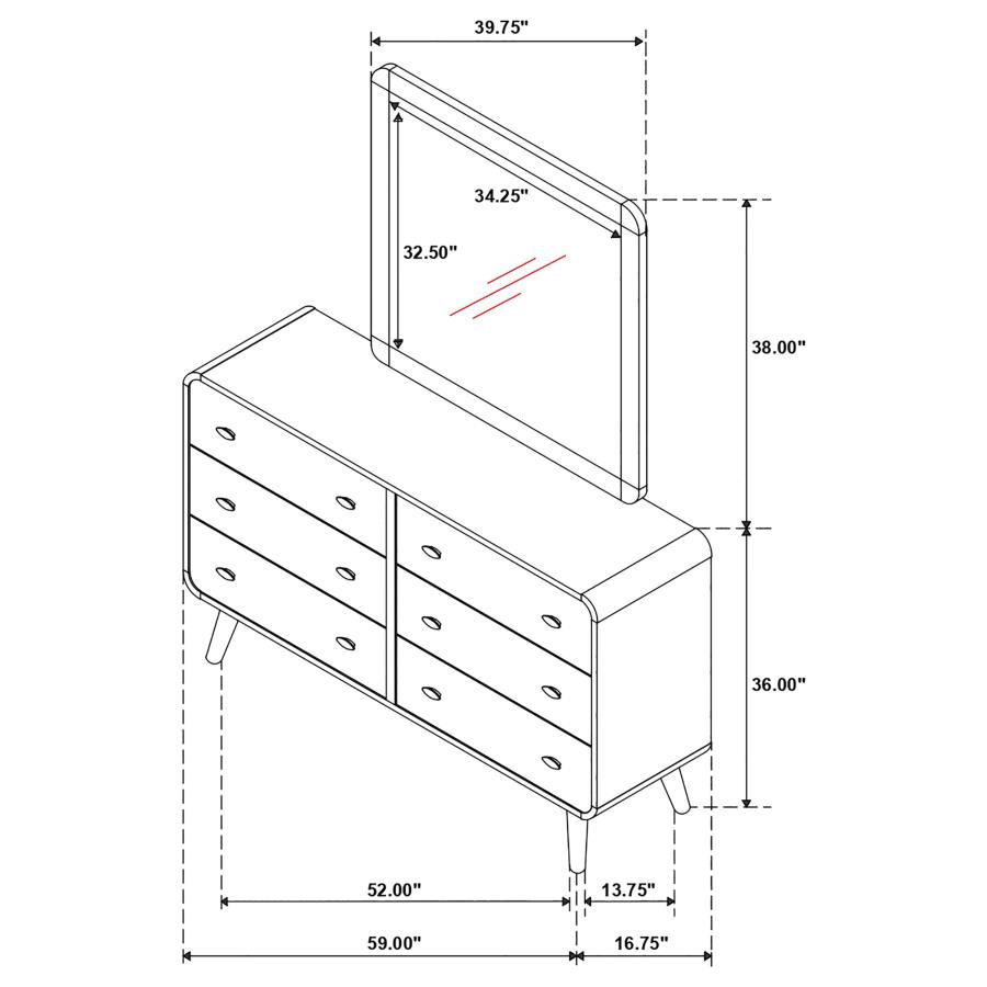 Robyn 6-drawer Dresser with Mirror Dark Walnut view 12