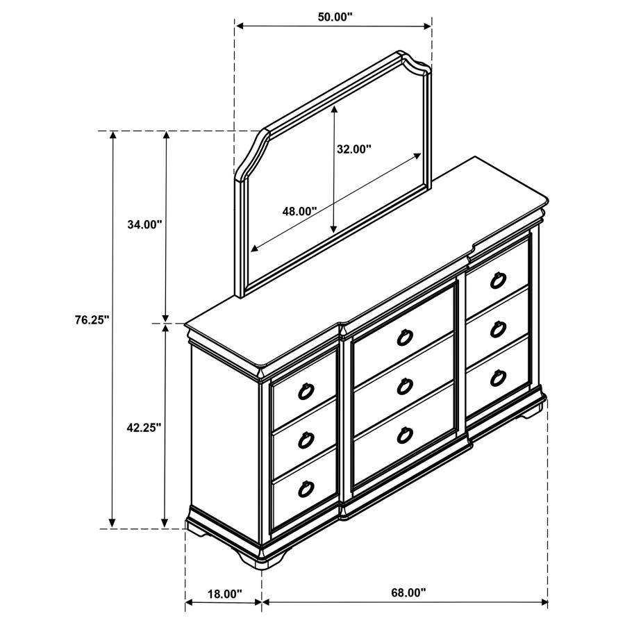 Garland 11-drawer Bedroom Dresser with Mirror Brown Cherry view 15