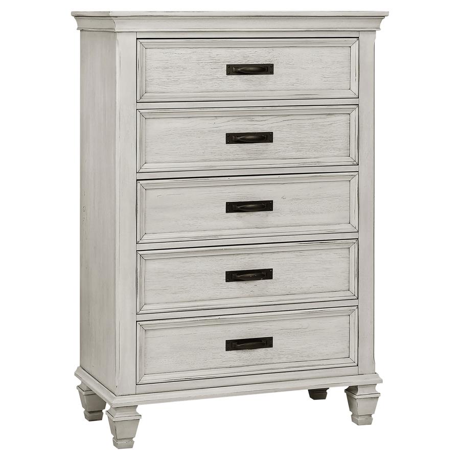 Franco 5-piece Queen Bedroom Set Distressed White view 8