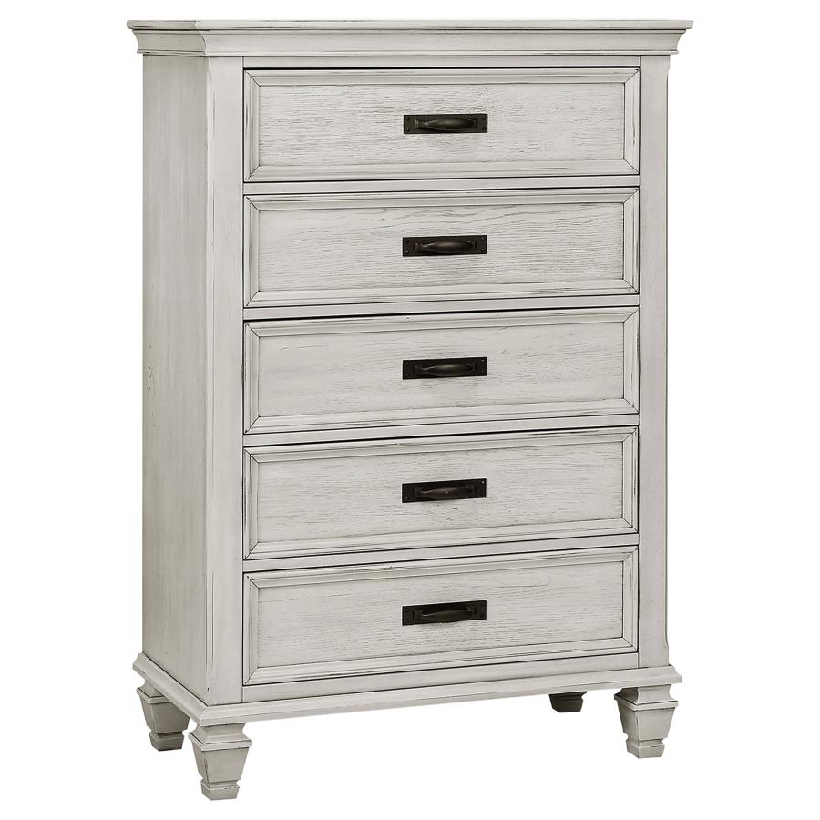 Franco 5-piece Queen Bedroom Set Distressed White view 8