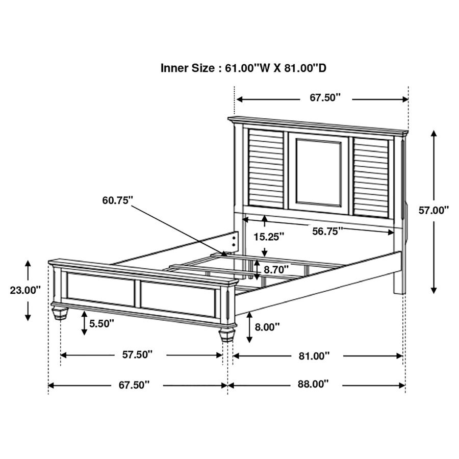 Franco Wood Queen Panel Bed Distressed White view 8