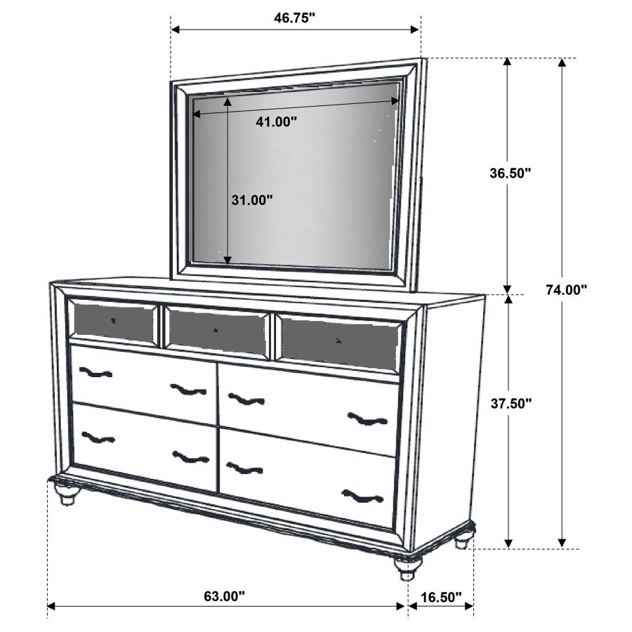 Barzini 7-drawer Dresser with Mirror White view 11