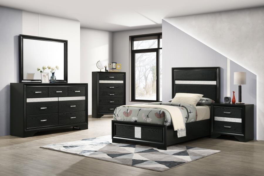 Miranda 54-inch Upholstered Twin Panel Bed Black view 10