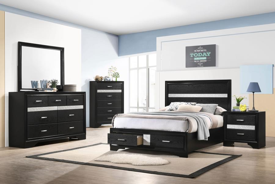 Miranda 51-inch Wood Full Storage Panel Bed Black view 14